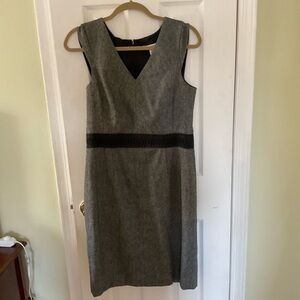 Banana Republic Gray and Black Midi Dress
